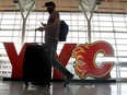 A Flaming Calgary “C” is seen at the YYC International Airport ahead of tonight’s Battle of Alberta.