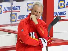 Calgary Flames head coach Darryl Sutter was photographed during team practice in Calgary on Monday, May 2, 2022.
