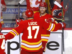 Calgary Flames Blake Coleman scores on Edmonton Oilers goalie Mikko Koskinen in second period action during Round two of the Western Conference finals at the Scotiabank Saddledome in Calgary on Wednesday, May 18, 2022. Darren Makowichuk/Postmedia