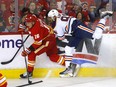 Calgary Flames defenceman Nikita Zadorov battles Edmonton Oilers forward Evander Kane during Game 2 of their second-round playoff series at 
Scotiabank Saddledome in Calgary on Friday, May 20, 2022.