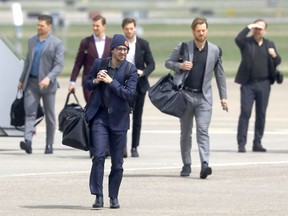 Calgary Flames forward Johnny Gaudreau and teammates arrive back in Calgary on Tuesday, May 10, 2022, following their Game 4 win against the Stars in Dallas.