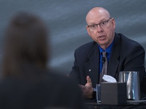 Retired RCMP Staff. Sgt. Steve Halliday, right, is questioned as he provides testimony at the Mass Casualty Commission inquiry into the mass murders in rural Nova Scotia on April 18/19, 2020, in Dartmouth, N.S. on Tuesday, May 17, 2022.