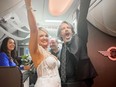 Pam Patterson and Jeremy Salda get married during flight to Las Vegas