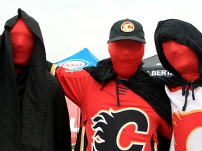 Flames fans celebrate at the Red Lot viewing party ahead of Game 6 between the Calgary Flames at Dallas Stars.