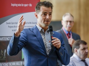 Canada's Sports Hall of Fame named Olympic champion kayaker Adam van Koeverden as one of their 2022 inductees at a news conference in Calgary, Alta., Thursday, May 12, 2022.