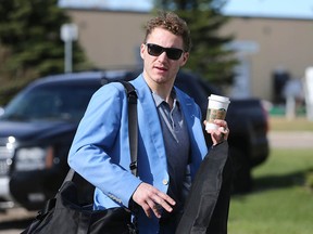 Winger Matthew Tkachuk and the rest of the Flames depart Calgary en route to Dallas for Games 3 and 4 of their first-round playoff series with the Stars in this photo from May 6.