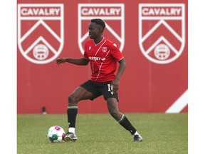 Victor Loturi, formerly of Cavalry FC is shown in action at ATCO Field at Spruce Meadows in Calgary on Tuesday, May 10, 2022. Loturi recently signed with Ross County in Scotland. Jim Wells/Postmedia