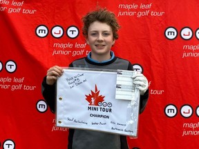 Twelve-year-old Nathaniel Burrows recorded a hole-in-one during a Maple Leaf Junior Golf Tour stop at Blue Devil.