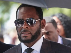 R Kelly attends a court hearing in Chicago in 2019.