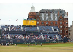 ST ANDREWS, SCOTLAND - JULY 11: General view of the 18th green during the Celebration of Champions Challenge during a practice round prior to The 150th Open at St Andrews Old Course on July 11, 2022 in St Andrews, Scotland.