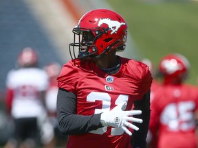 Stampeders DB Tre Roberson during practice at McMahon Stadium in Calgary on Monday, July 11, 2022.