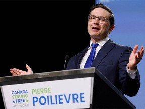 FILE PHOTO: Conservative Party of Canada leadership hopeful Pierre Poilievre takes part in a debate at the Canada Strong and Free Networking Conference in Ottawa, Ontario, Canada May 5, 2022.
