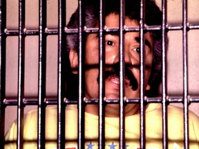 Mexican drug lord Rafael Caro Quintero is shown behind bars in this undated file photo.