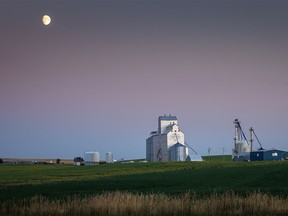 The moon hangs in the sky over Milo, Ab., on Monday, August 8, 2022.