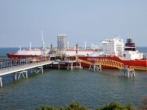 Bilbao Knutsen delivers the first cargo of liquefied natural gas to Canaport LNG terminal in Saint John, N.B., in this photo from 2009.