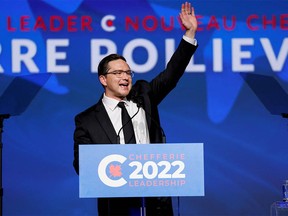 Pierre Poilievre speaks after being elected as the new leader of Canada's Conservative Party, in Ottawa, Ontario, Canada on September 10, 2022.