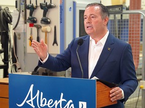 Alberta Premier Jason Kenney speaks at a press conference held at Executive Millwork where he outlined some of his government's plans to address the changing needs of education for youth entering the workforce. Tuesday, September 6, 2022.