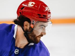 Calgary Flames forward Dillon Dube during training camp on Friday, Sept. 23, 2022.