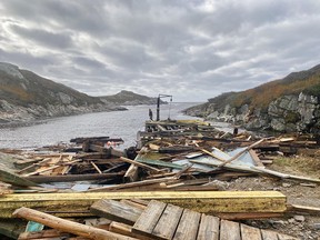 Damage caused by post-tropical storm Fiona in Fox Roost-Margaree, Nfld., on Sunday.