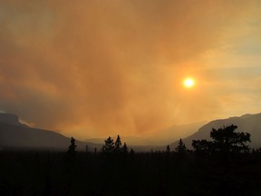 Smoke from the Chetamon Mountain wildfire, seen Sunday, Sept. 4, 2022.
