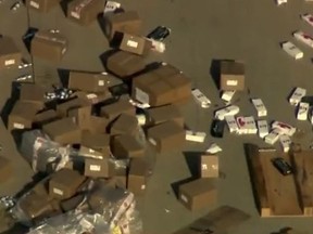 Contents of overturned truck on Oklahoma highway turned out to be sex toys.