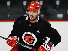 Calgary Flames MacKenzie Weegar during NHL hockey training camp in Calgary on Sept. 22.