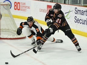Being named Calgary Hitmen captain is a “pretty special feeling” for forward Riley Fiddler-Schultz (right).