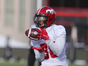 Calgary Stampeders receiver Kamar Jorden during practice at McMahon Stadium on Tuesday, Oct. 25, 2022. Jorden looks set to return to the lineup for the regular-season finale.