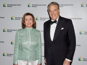 Speaker of the House Nancy Pelosi, D-CA and her husband Paul Pelosi arrive for the formal Artist's Dinner honouring the recipients of the 44th Annual Kennedy Center Honors at the Library of Congress in Washington, D.C., Dec. 4, 2021.