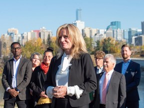 Opposition Leader Rachel Notley speaks to the UCP election of their new leader Danielle Smith along the North Saskatchewan river on October 7, 2022 in Edmonton.