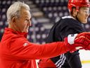 Calgary Flames head coach Darryl Sutter during NHL hockey training camp in Calgary on Friday, September 23, 2022. Al Charest / Postmedia