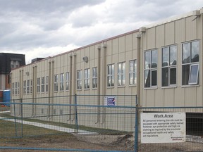 Modular classrooms are installed at West Springs School in 2014. The CBE says it plans to remove 15 modular classrooms in eight schools in 2023-24.