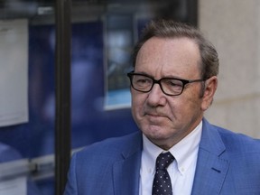 Actor Kevin Spacey arrives at the Old Bailey in London on July 14, 2022.
