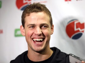 Canadian tennis star Vasek Pospisil meets the press during the 2020 Calgary National Bank Challenger at the OSTEN & VICTOR Alberta Tennis Centre in Calgary on Feb. 25, 2020. Pospisil is returning for this year’s tournament in November.
