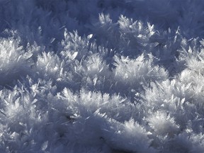 Feathery ice crystals on top of snow near Highwood Pass southwest of Calgary, Ab., on Tuesday, November 15, 2022.