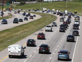 A busy Deerfoot Trail north of 16 Avenue (looking northbound) is pictured in northeast Calgary on Tuesday, July 12, 2022.