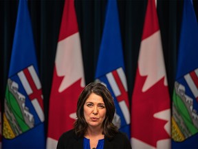 Alberta Premier Danielle Smith speaks at a press conference after the Speech from the Throne in Edmonton, on Tuesday, November 29, 2022.