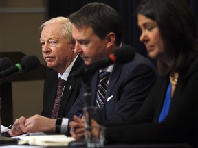 Premier Danielle Smith, Health Minister Jason Copping and Dr. John Cowell, the provincial health authority’s new official administrator, announced steps in the Alberta Health Services reform plan at the McDougall Centre in Calgary on Thursday, November 17, 2022.