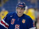 Calgary Flames prospect Matt Coronato donned the USA jersey for the first time during the 2021 World Junior Championships.