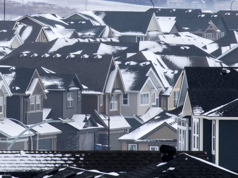 Single-family homes seen in suburban Calgary.