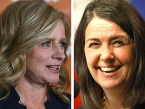 Rachel Notley (L) and Danielle Smith (R).