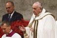 Pope Francis celebrates Christmas Eve mass in St. Peter's Basilica at the Vatican on Dec. 24, 2022.
