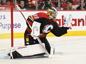 Dan Vladar snags a shot during a game against the Arizona Coyotes on Dec. 5.