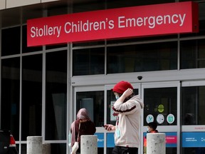 The Stollery Children's Hospital emergency entrance, in Edmonton Wednesday May 11, 2022.