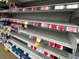 Cold medication shortages seemed to be evident on Calgary pharmacy shelves like these ones at a Safeway pharmacy on Centre Street N. showed on Tuesday, January 3, 2023.