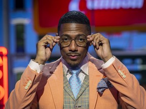 Talk show host Nick Cannon poses for a portrait on the set of "Nick Cannon" at Metropolitan Studios in New York on Sept. 16, 2021.
