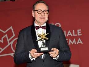 Oscar-winning actor Kevin Spacey poses as he is awarded by the National Museum of Cinema of Turin with the "Stella della Mole Award" in Turin, Italy, Jan. 16, 2023.