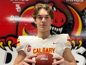 The University of Calgary Dinos football program announced on Wednesday it had signed Calgary-born quarterback Dom Britton for the 2023 season.
Credit: Courtesy of Dinos Athletics.