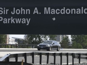 The National Capital Commission is set to provide an update on the renaming of the Sir John A. Macdonald Parkway. A vehicle travels along the parkway in Ottawa, Wednesday June 2, 2021 in Ottawa.