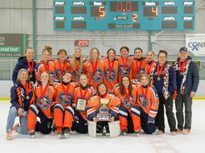The Zone 2 Blaze ringette team prevailed to win gold in the Esso Golden Ring U14AA division on Sunday, Jan. 22, 2023.